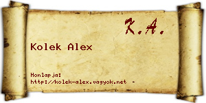 Kolek Alex névjegykártya